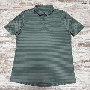 Lululemon Evolution Short Sleeve Polo Agile Stripe Tidewater Teal Golf‎ Sz  S
